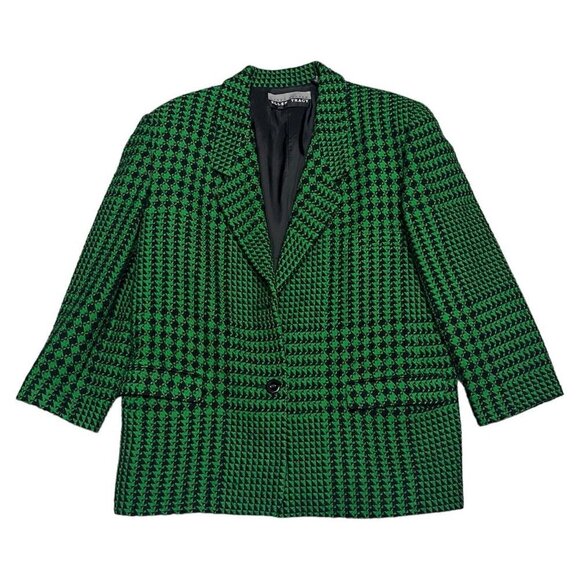 Vintage 90s Ellen Tracy Luxury Designer Retro Wool Cashmere Blazer Jacket Large - Picture 1 of 5